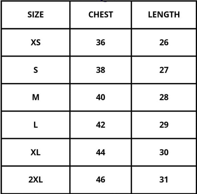 Brown Jacket Size Chart